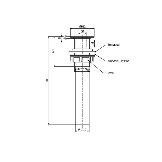 Desagüe de 1 1/4 x 8 tipo sumidero ITALGRIF